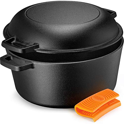 Legend Cast Iron Dutch Oven | 5 Quart Cast Iron Multi Cooker Stock Pot For Frying, Cooking, Baking & Broiling on Induction, Electric, Gas & In Oven | Lightly Pre-Seasoned & Gets Better with Each Use