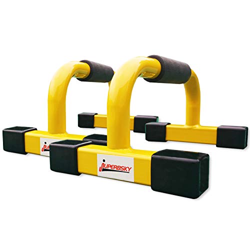 Juperbsky Push-Up Stands Bars Parallettes Set for Workout Exercise (Yellow, 12'x 7'x 5.5')