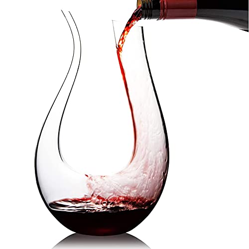 WBSEos Wine Decanter ,U-shaped design can provide powerful ventilation effect. Use 100% lead-free crystal glass, hand-blown red wine Decanter / carafe
