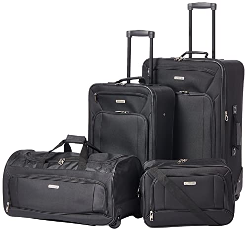 American Tourister Fieldbrook II Softside Upright Luggage Set, Black, 3-Piece (tote/21/25)