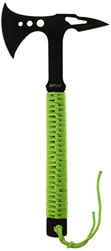 MTech USA MT-AXE8G Camping Axe, Black Stainless Steel, Green Cord Wrapped Handle, 15-Inch Overall