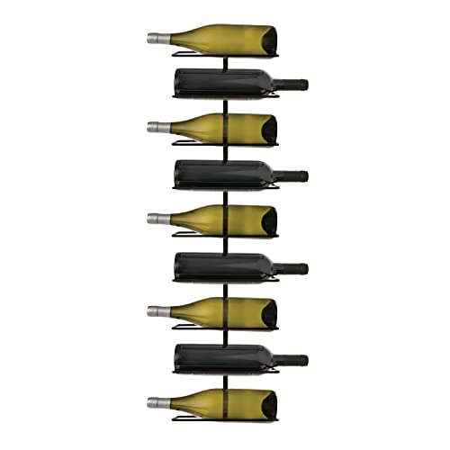 True Align Wall-Mounted Rack, Black Wrought Iron Minimalist Modern Wine Display, Alcohol Storage Solution, Nine Standard Bottles