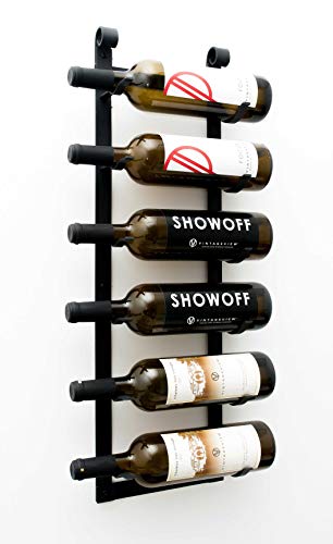 VintageView Le Rustique 6 Bottle Wall Mounted Wine Rack Stylish Modern Wine Storage with Label Forward Design (Matte Black, Set of 1)