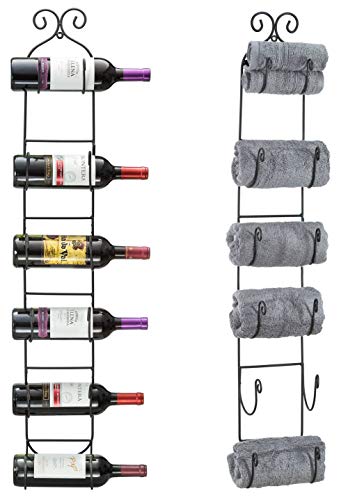 Sorbus Wall Mount Wine/Towel Rack (Holds 6 Bottles)