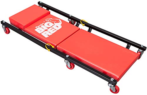 Bigred AR7565B Torin Rolling Garage/Shop Creeper: 2-Piece folding, 36' Padded Mechanic creeper Cart with Headrest and 6 Casters, red