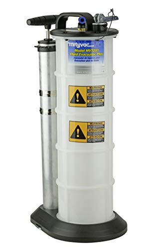Mityvac 7201 Manual Fluid Evacuator Plus with 2.3 Gallon Reservoir; Evacuates or Dispenses Fluids with Push Button; Evacuate Through The Dipstick Tube
