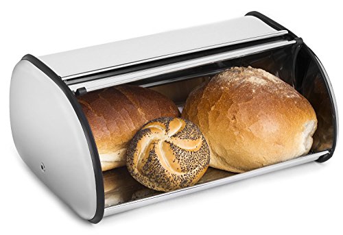 Greenco High Quality Stainless Steel Bread Bin Storage Box, Roll up Lid (Stainless steel)