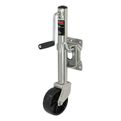 CURT 28100 Marine Boat Trailer Jack with 6-Inch Wheel, 1,000 lbs. 10-1/2 Inches Vertical Travel