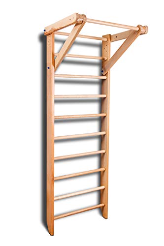 DANI Wall Bars SO-01-220, 87 in Wooden Swedish Ladder Set: Pull Up Bar for Training and Physical Therapy - Used in Homes, Gyms, Clinic, and Schools