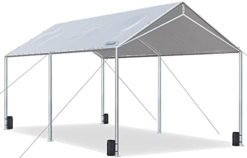 Quictent 10X20ft Upgraded Heavy Duty Carport Car Canopy Party Tent with 3 Reinforced Steel Cables-Gainsboro