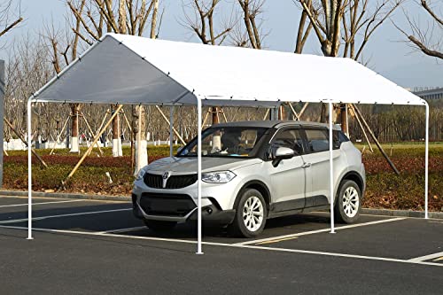 Car Tent Carport Car Port Party 10x20 Canopy Tent Metal Carport Kits Outdoor Garden Gazebo, Not Good for Strong Wind Condition