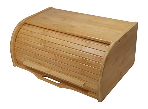 Large bread box bread basket wooden box storage boxes kitchen counter organizer wooden storage box bread storage. roll top breadbox. bread boxes for kitchen countertop. Bamboo wooden boxes. (Natural)