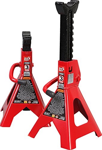 BIG RED T43202 Torin Steel Jack Stands: 3 Ton (6,000 lb) Capacity, Red, 1 Pair