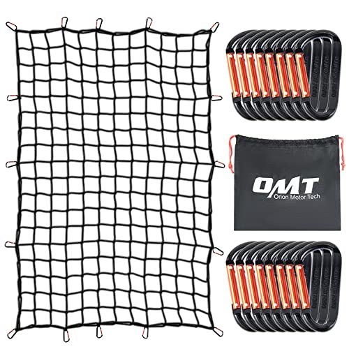 ORION MOTOR TECH Cargo Net for Pickup Truck Beds, 4x6 Truck Cargo Netting and Roof Rack Cargo Net Compatible with Ford Ram GMC Toyota Chevrolet 8x12 Max Cargo Netting with Handmade Knots 16 Carabiners