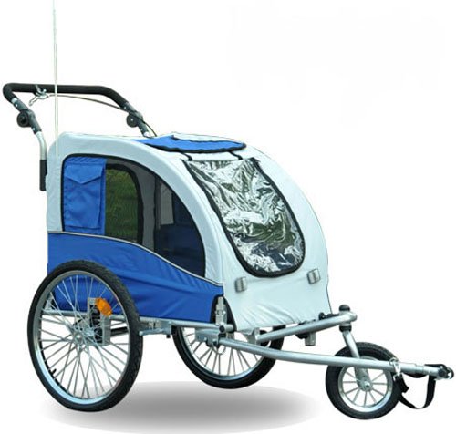 Aosom Elite II Pet Dog Bike Bicycle Trailer Stroller Jogger w/ Suspension - Blue