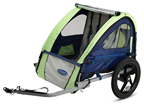 Instep Bike Trailer for Kids, Single and Double Seat, Single Seat, Green/Grey