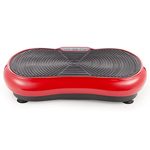 Fitness Vibration Platform - Whole Body Vibration Machine Crazy Fit Vibration Plate with Remote Control and Resistance Bands (Red)