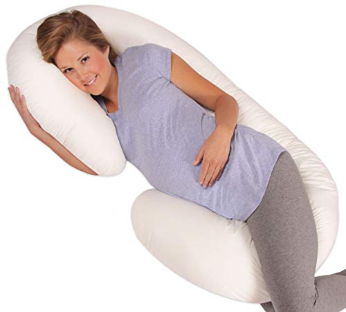 Leachco Snoogle Original Maternity/Pregnancy Total Body Pillow, Ivory 60 Inch