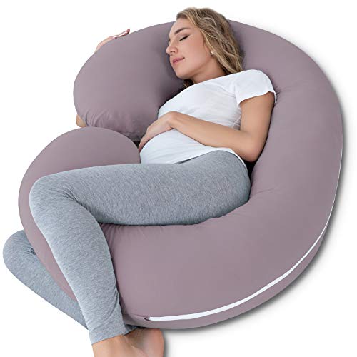 INSEN Pregnancy Pillow,C Shaped Full Body Pillow for Pregnant Women, Maternity Body Pillow with Jersey Pillow Cover