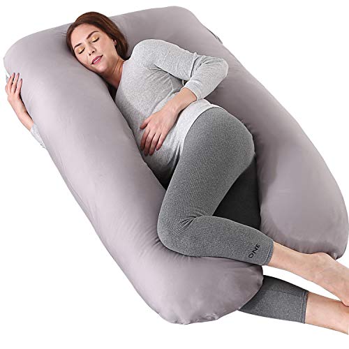 Amagoing 57 inches Pregnancy Pillows for Sleeping, U Shaped Maternity Full Body Pillow for Pregnant Women with Hip, Leg, Back, Belly Support, Washable Cover Included (Grey)
