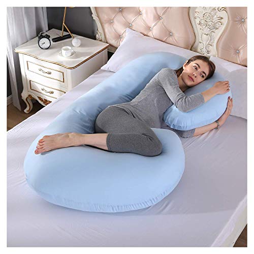 SURPZON Pregnancy Pillow C Shaped Maternity Pillow Full Body Pillow and for Sleeping with Removable Cover Support Back, Hips, Legs, Belly Pregnant Women (Blue)