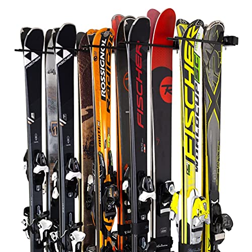 StoreYourBoard Ski and Snowboard Wall Storage Rack, Holds 10 Pairs, Ski Wall Mount, Home and Garage Storage Hanger