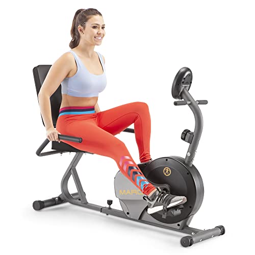Marcy Magnetic Recumbent Bike with Adjustable Resistance and Transport Wheels NS-716R, 11.00 x 22.00 x 31.00'