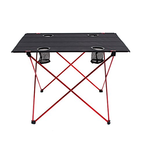 Outry Lightweight Folding Table with Cup Holders, Portable Camp Table (L - Unfolded: 29.5' x 22' x 21')