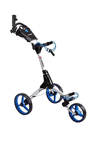 Cube CART 3 Wheel Push Pull Golf CART - Two Step Open/Close - Smallest Folding Lightweight Golf CART in The World - Choose Color! (White/Blue)