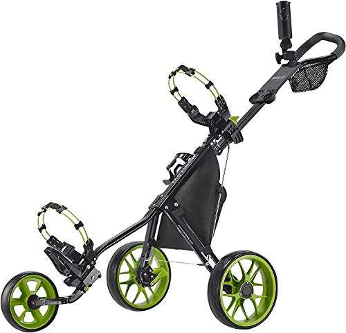 Caddytek CaddyLite 11.5 V3 3 Wheel Golf Push Cart - Superlite Deluxe, Lightweight, Easy to Fold Caddy Cart Pushcart, Black/Lime