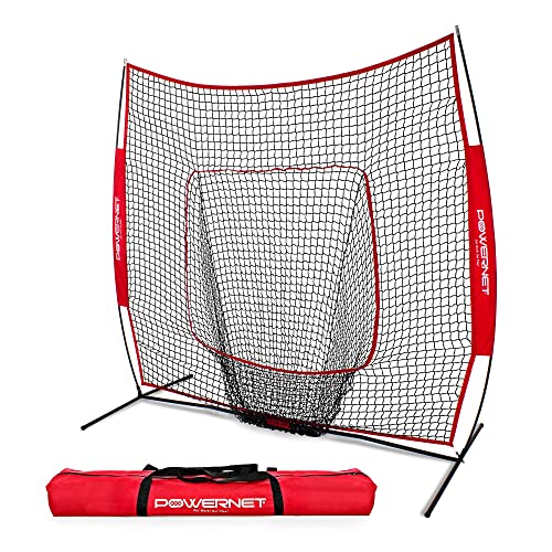 PowerNet Baseball and Softball Practice Net 7 x 7 with Bow Frame