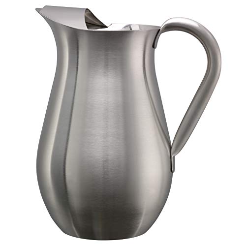 Service Ideas WPB2BS Brushed Pitcher with Ice Guard, Bell Shaped, 2 L