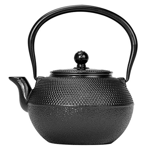 Primula Black Hammered Cast Iron Teapot Japanese Tetsubin Stainless Steel Infuser for Loose Leaf Tea, Durable Construction, Enameled Interior, 40 ounce