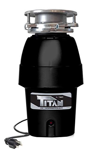 TITAN 10-US-TN-760-3B Garbage Disposal, 1/2 HP - Mid Duty, Black with Stainless Steel Flange