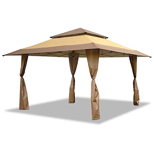Z-Shade 13 x 13 Foot Instant Quick Set Gazebo Canopy Tent Outdoor Patio Shelter, Tan Brown