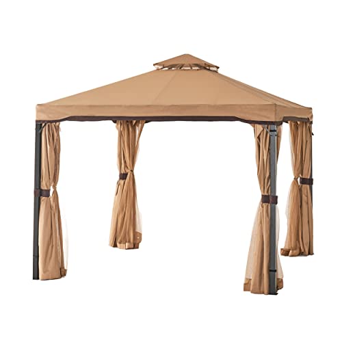 Great Deal Furniture Sonoma | Outdoor Fabric/Steel Gazebo Canopy | in Light Brown