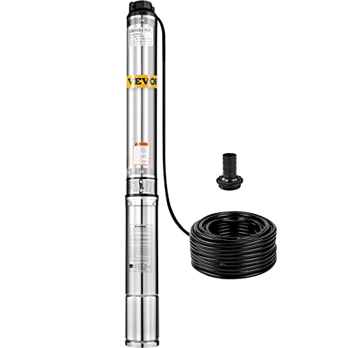 Happybuy Well Pump 2 HP 220V Submersible Well Pump 440ft Head 42GPM Stainless Steel Deep Well Pump for Industrial and Home Use