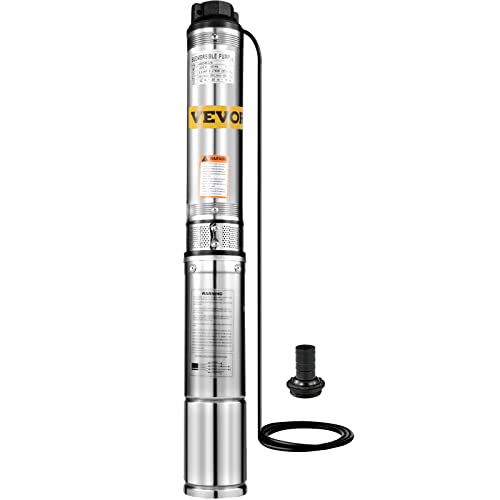 Happybuy Stainless Steel 150ft 25GPM Submersible Deep Well Pump for Industrial and Home Use, (1/2 HP 220V)