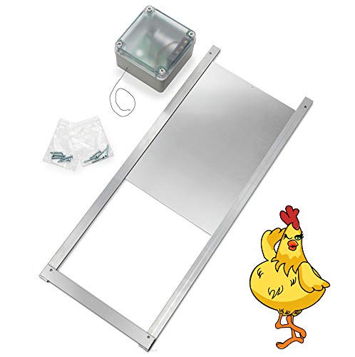 Happy Henhouse - Automatic Chicken Coop Door Opener, Durable Chicken Door Guard, Door Opener with Light Sensor, Battery Powered, Weatherproof, Aluminum Door