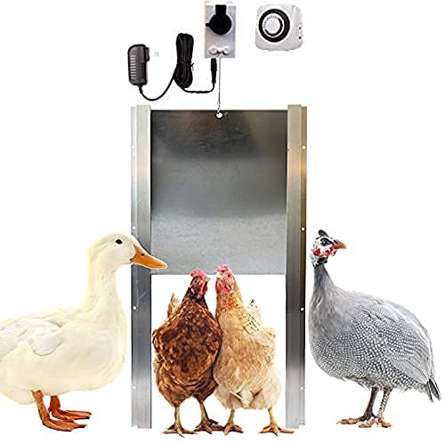 Automatic Chicken Coop Door Opener with Motor & Timer (1 Year Warranty) | Heavy Duty | Made USA | Auto Pop Door Opener | Chicken Coop Accessories | Metal