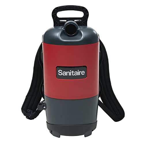 Sanitaire EURSC412B Quiet Clean Backpack Lightweight Vacuum, 8.5 Amps Power, 21' Length x 10-1/2' Width x 10-1/2' Height, Black/Red