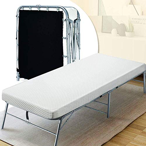 Quictent Heavy Duty Folding Bed with 2 Extra Support Belts, 300 lbs Max Weight Capacity, Guest Bed with 3D Stretch Knit Material Cover Mattress and Storage Bag