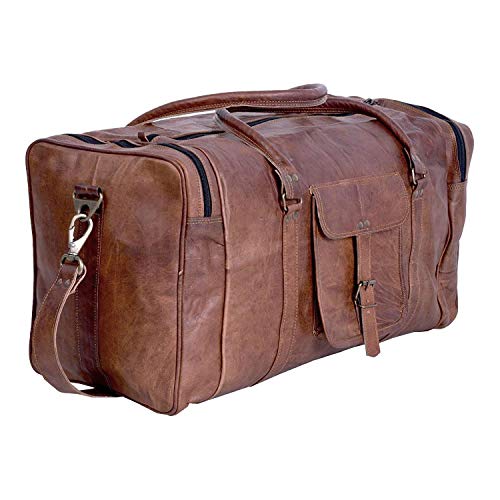 KPL 21 Inch Vintage Leather Duffel Travel Gym Sports Overnight Weekend Duffle Bags for men and women