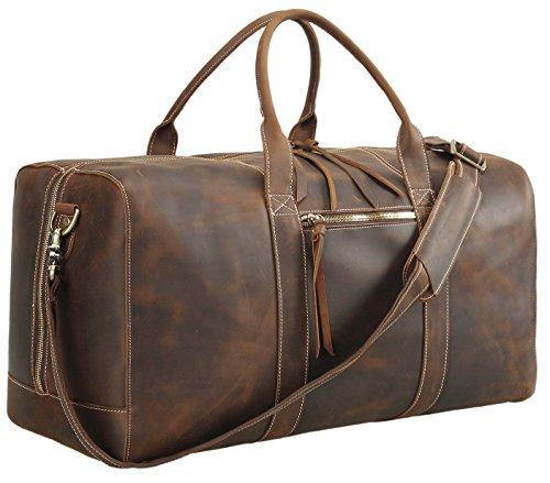 Polare Leather Duffle Weekend Travel Bag For Men With Full Grain Cowhide Leather 23.2'' Duffel Bag