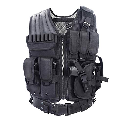 vAv YAKEDA Tactical Vest Outdoor Ultra-Light Breathable Combat Training Vest Adjustable for Adults 600D Encryption Polyester-VT-1063 (black)
