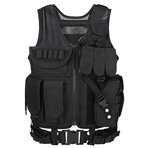 Gonex Tactical Molle Airsoft Vest for Adult, Lightweight & Adjustable Black