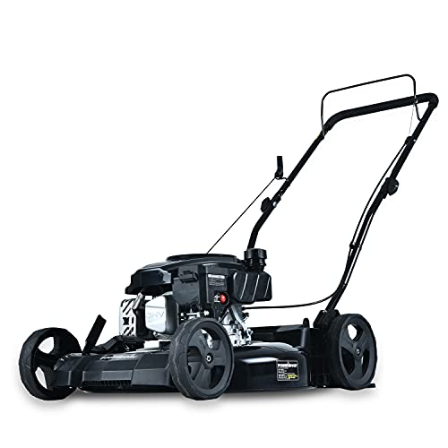 PowerSmart Lawn Mower, 21-inch & 170CC, Gas Powered Push Lawn Mower, 2-in-1 Gas Mower in Color Black, 5 Adjustable Heights (1.18''-3.0'' ), DB2321CR