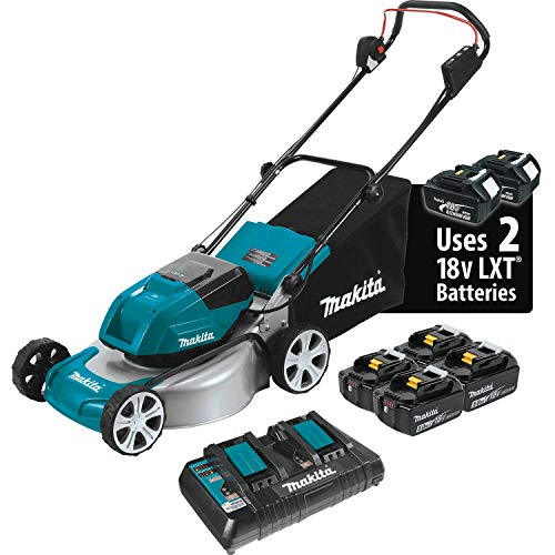 Makita XML03PT1 36V (18V X2) LXT Brushless 18' Lawn Mower Kit with 4 Batteries (5.0Ah)