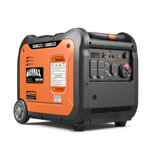 GENMAX Portable Inverter Generator，5500W ultra-quiet gas engine, EPA Compliant, Eco-Mode Feature, Ultra Lightweight for Backup Home Use & Camping (GM5500i)