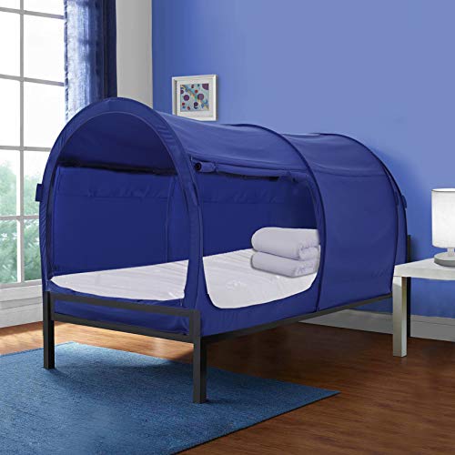 Alvantor Bed Canopy Tents Dream Privacy Space Twin Size Sleeping Tents Indoor Pop Up Portable Frame Curtains Breathable Navy Cottage (Mattress Not Included) Reducing Light